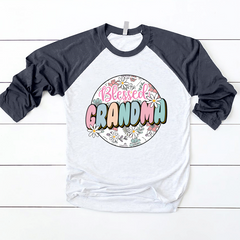 Lofaris Groovy Floral Blessed Grandma Custom Baseball Shirt