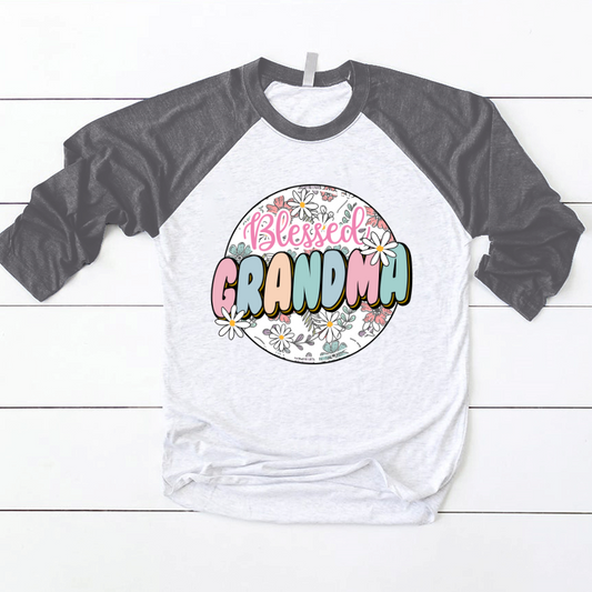 Lofaris Groovy Floral Blessed Grandma Custom Baseball Shirt