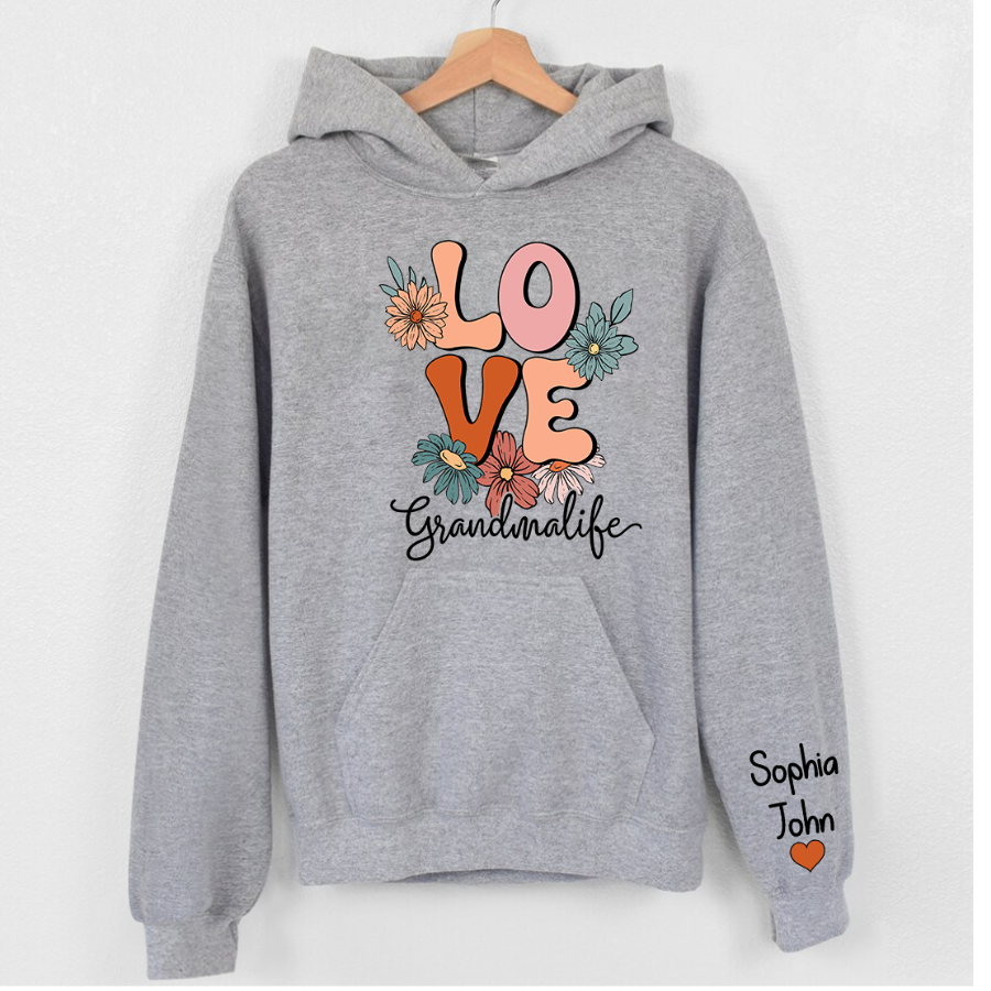 Lofaris Groovy Floral Love Grandmalife Custom Name Hoodie