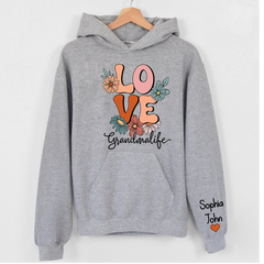 Lofaris Groovy Floral Love Grandmalife Custom Name Hoodie