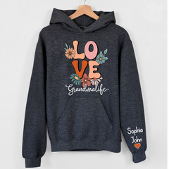 Lofaris Groovy Floral Love Grandmalife Custom Name Hoodie
