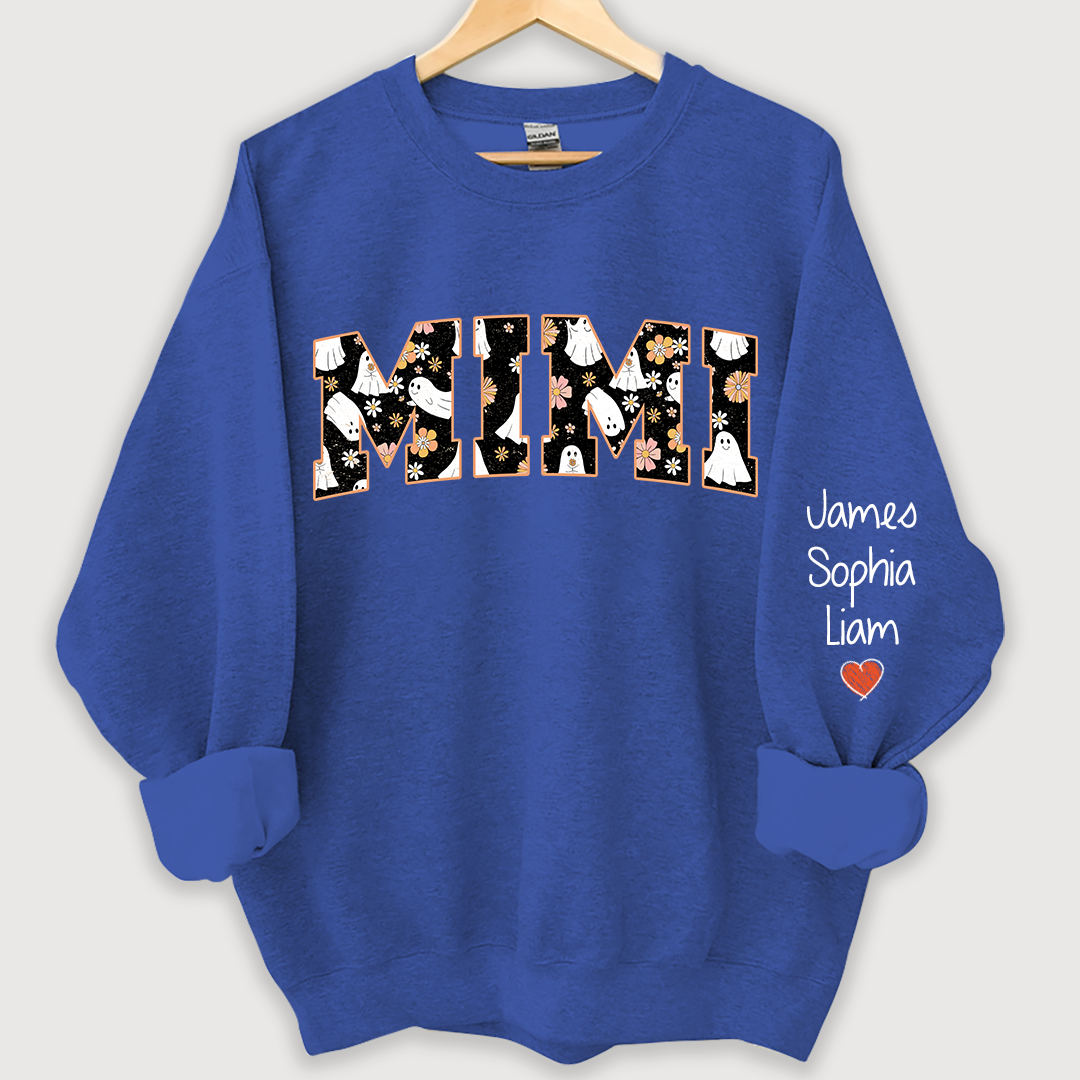 Lofaris Retro Halloween Groovy Mimi And Grandkids Name Sweatshirt