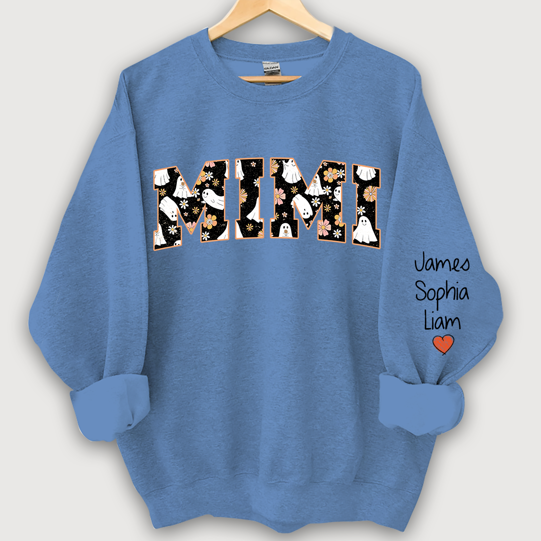 Lofaris Retro Halloween Groovy Mimi And Grandkids Name Sweatshirt
