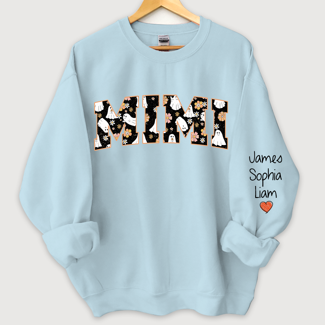 Lofaris Retro Halloween Groovy Mimi And Grandkids Name Sweatshirt