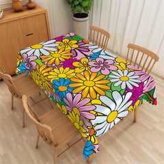 Lofaris Groovy Vivid Colorful Flowers Pattern Tablecloth