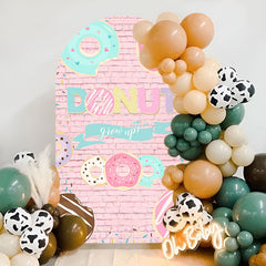 Lofaris Grow Up Brick Wall Cute Donut Birthday Arch Backdrop