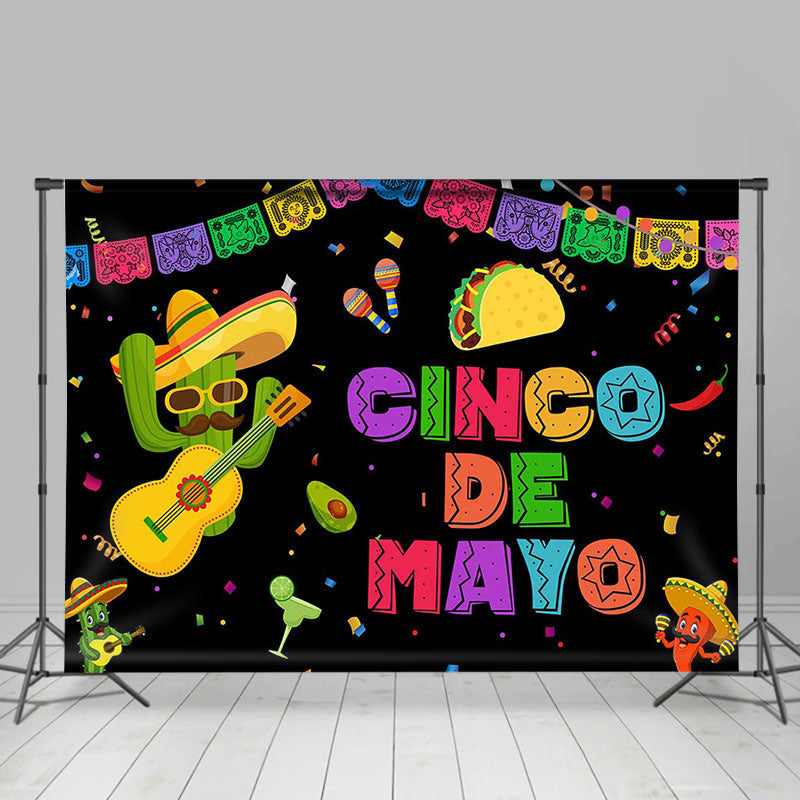 Lofaris Guita Cactus Cinco De Mayo Mexican Fiesta Backdrop