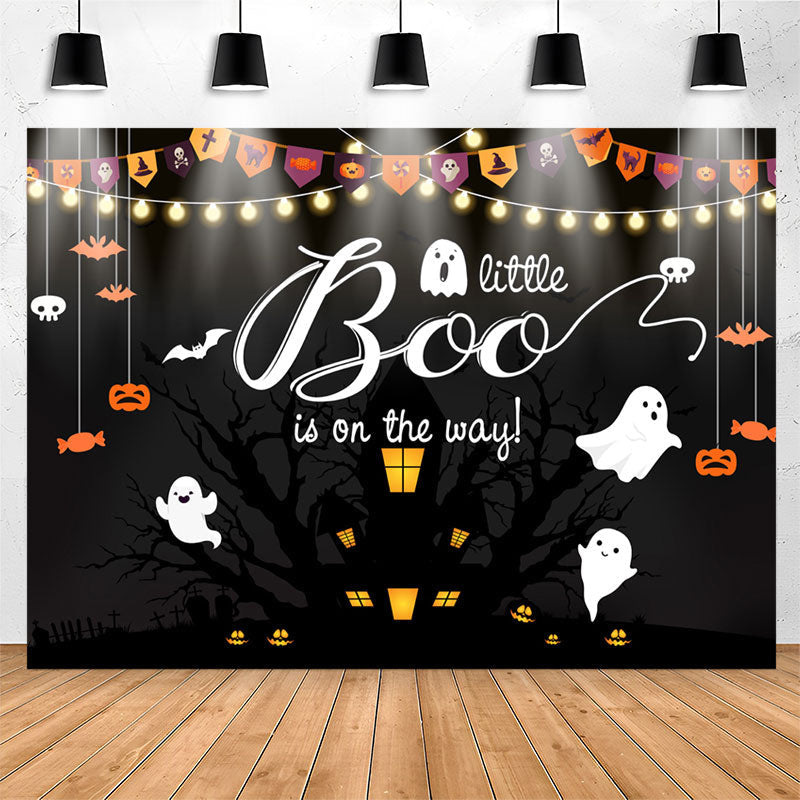 Lofaris Halloween Light A Little Boo Baby Shower Backdrop