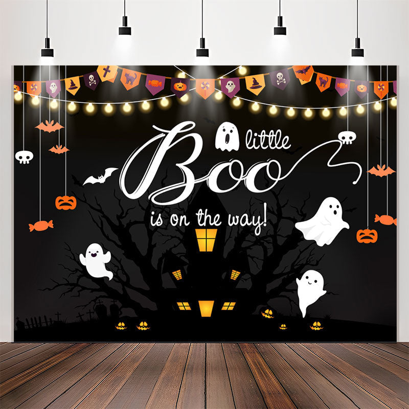 Lofaris Halloween Light A Little Boo Baby Shower Backdrop