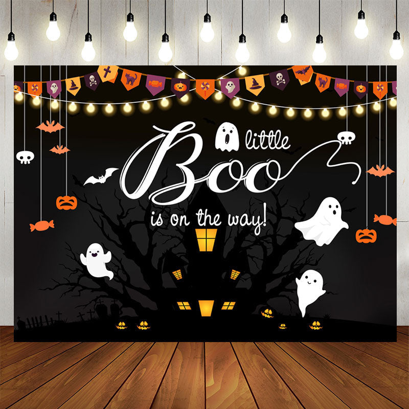 Lofaris Halloween Light A Little Boo Baby Shower Backdrop