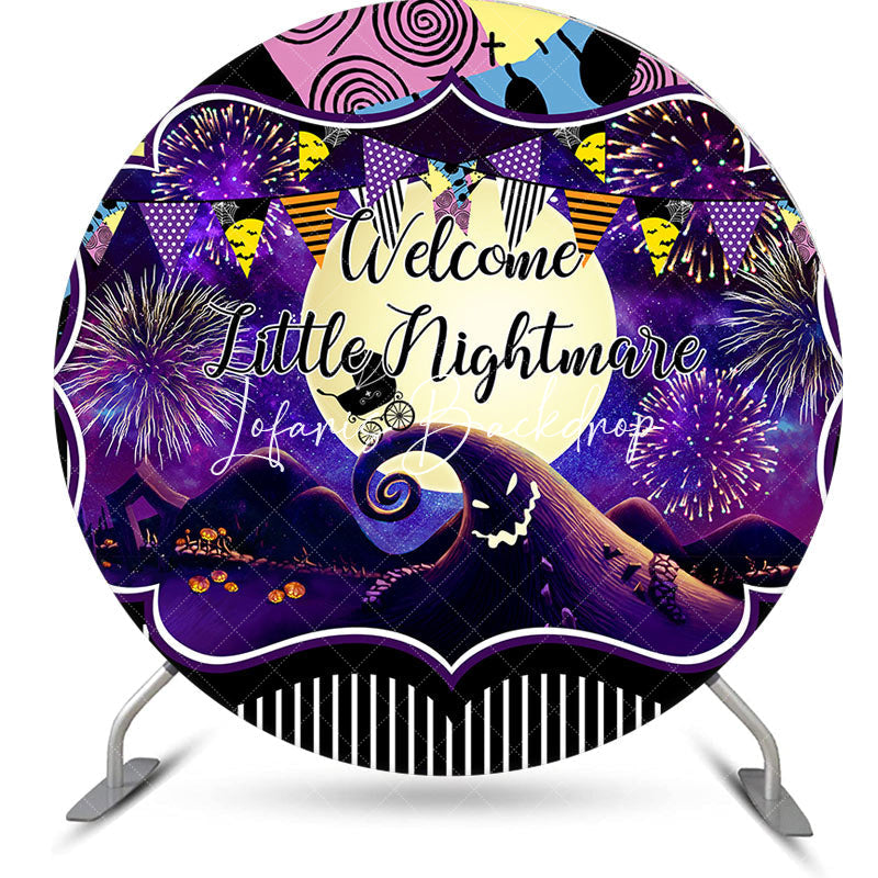 Lofaris Halloween Little Nightmare Round Baby Shower Backdrop