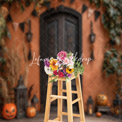Lofaris Halloween Pumpkins Retro Door Cake Smash Backdrop