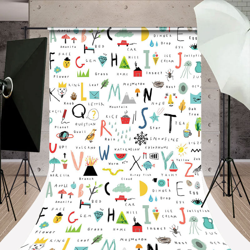 Lofaris Hand Drawn Alphabet Photo Backdrop For Studio