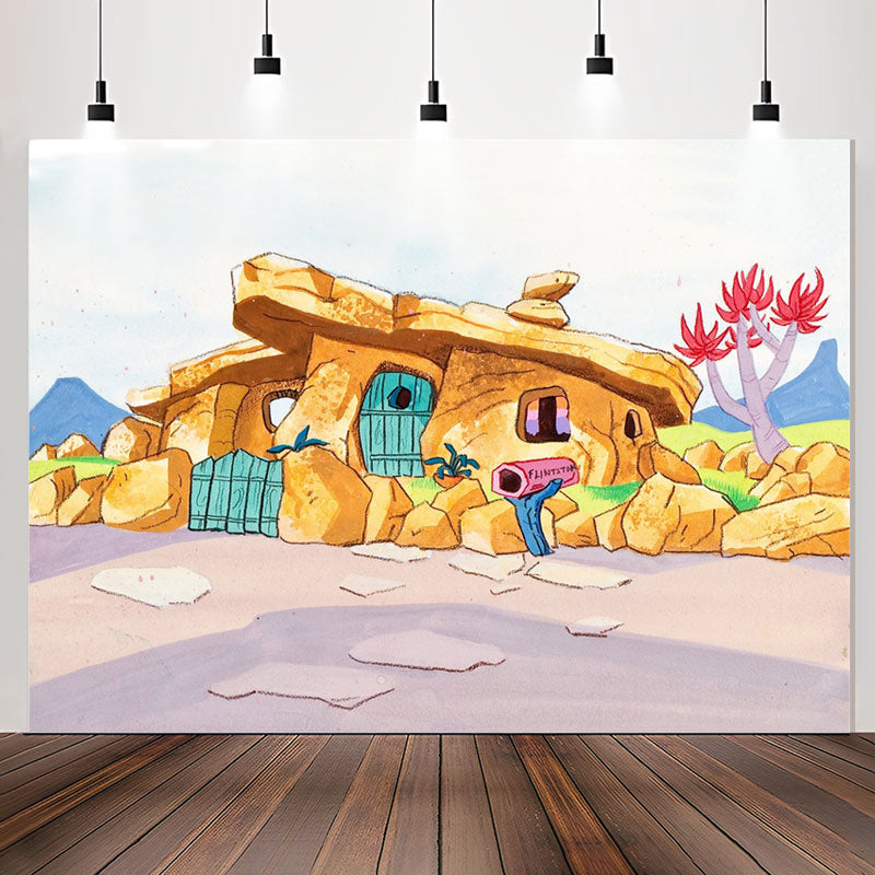 Lofaris Handdraw Style Pristine Stone House Backdrop For Party