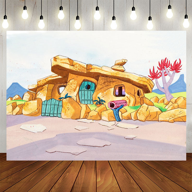 Lofaris Handdraw Style Pristine Stone House Backdrop For Party