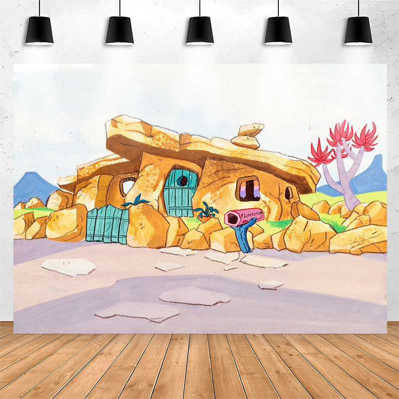 Lofaris Handdraw Style Pristine Stone House Backdrop For Party