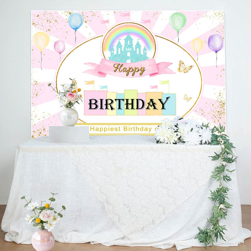 Lofaris Happiest Birthday On The Earth Pinky Cute Backdrop