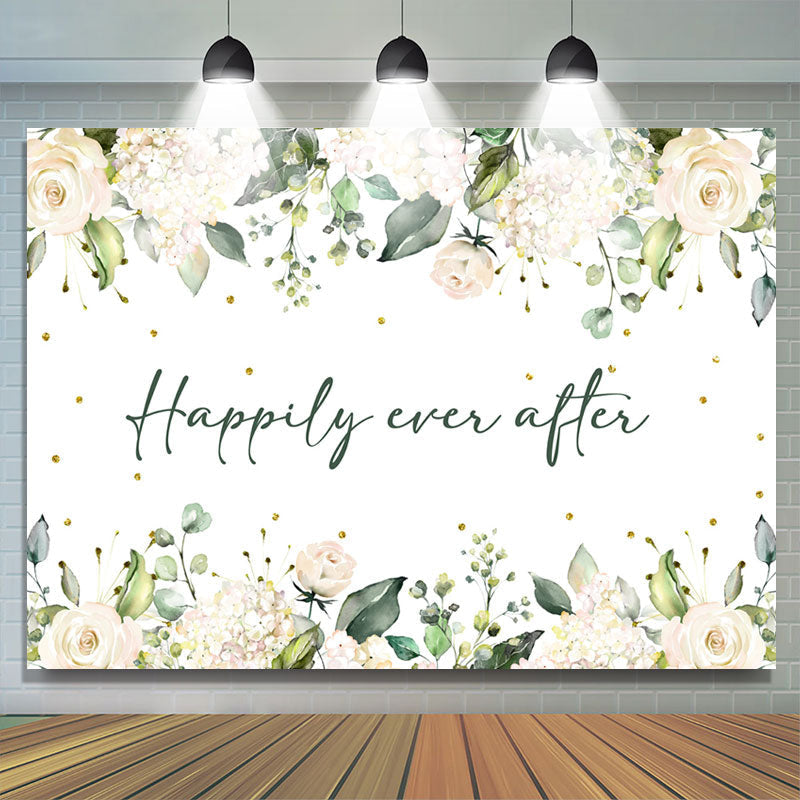 Lofaris Happily Ever After White Floral Wedding Backdrop