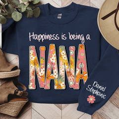 Lofaris Happiness Is Being A Nana Floral Custom Sweatshirt
