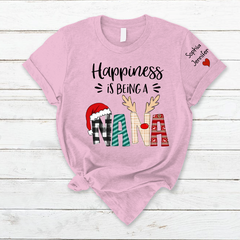 Lofaris Happiness Is Being Grandma Custom Christmas T-Shirt