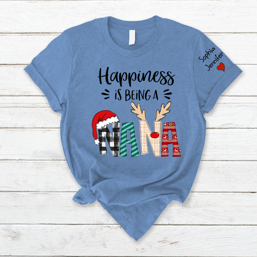 Lofaris Happiness Is Being Grandma Custom Christmas T-Shirt