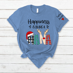 Lofaris Happiness Is Being Grandma Custom Christmas T-Shirt