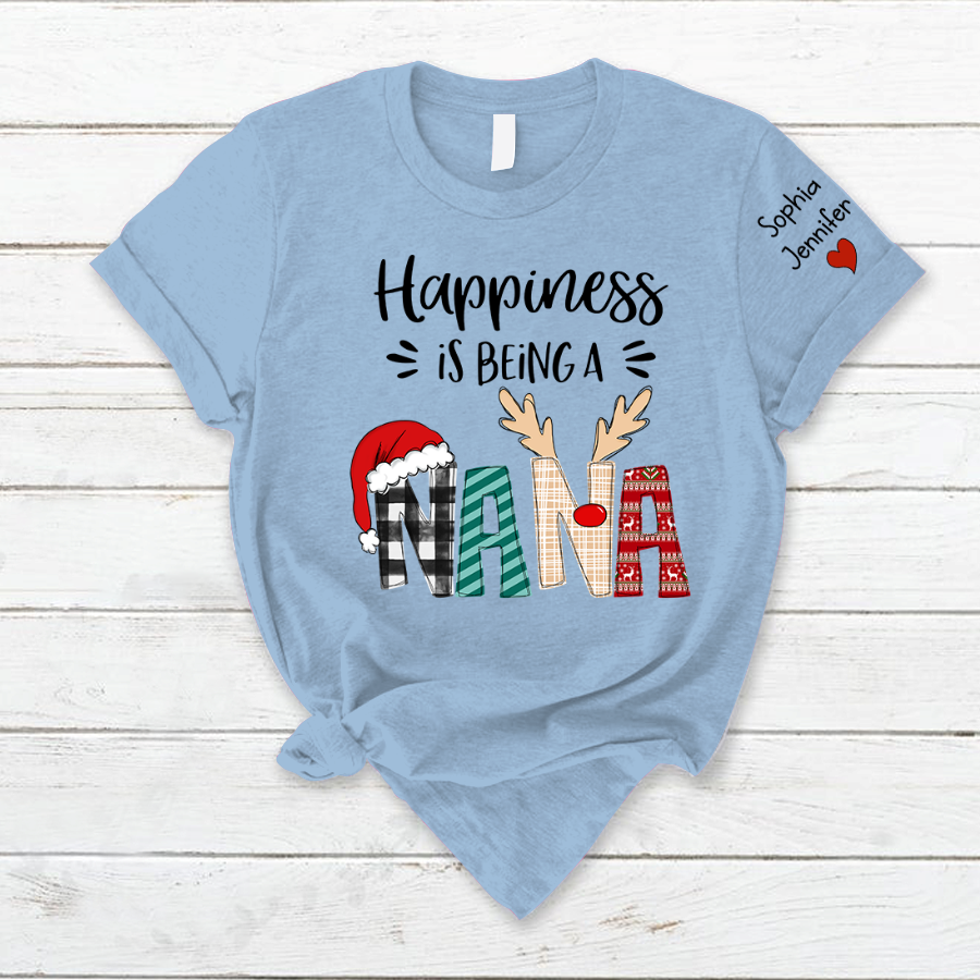 Lofaris Happiness Is Being Grandma Custom Christmas T-Shirt