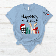 Lofaris Happiness Is Being Grandma Custom Christmas T-Shirt