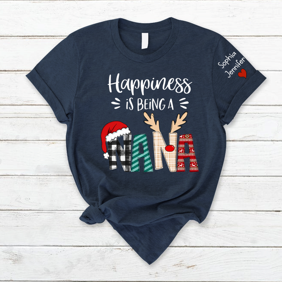Lofaris Happiness Is Being Grandma Custom Christmas T-Shirt