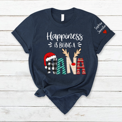 Lofaris Happiness Is Being Grandma Custom Christmas T-Shirt