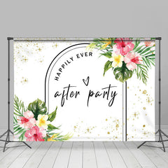 Lofaris Happpily Ever Black Lines Floral Wedding Backdrop