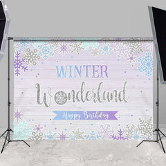 Lofaris Happy Birthday Snowflake 1st Winter Party Backdrops