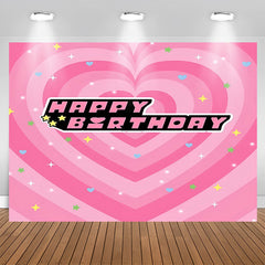 Lofaris Happy Birthday Stars Pink Heart Backdrop For Girl