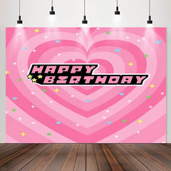 Lofaris Happy Birthday Stars Pink Heart Backdrop For Girl