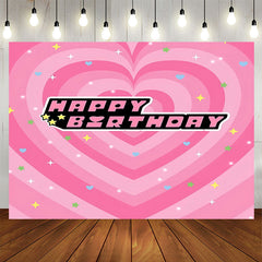 Lofaris Happy Birthday Stars Pink Heart Backdrop For Girl
