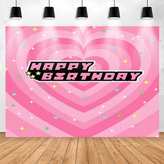 Lofaris Happy Birthday Stars Pink Heart Backdrop For Girl