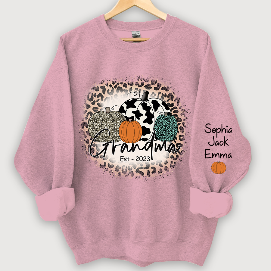 Lofaris Happy Fall Leopard Pumpkins Custom Name Sweatshirt