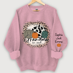 Lofaris Happy Fall Leopard Pumpkins Custom Name Sweatshirt