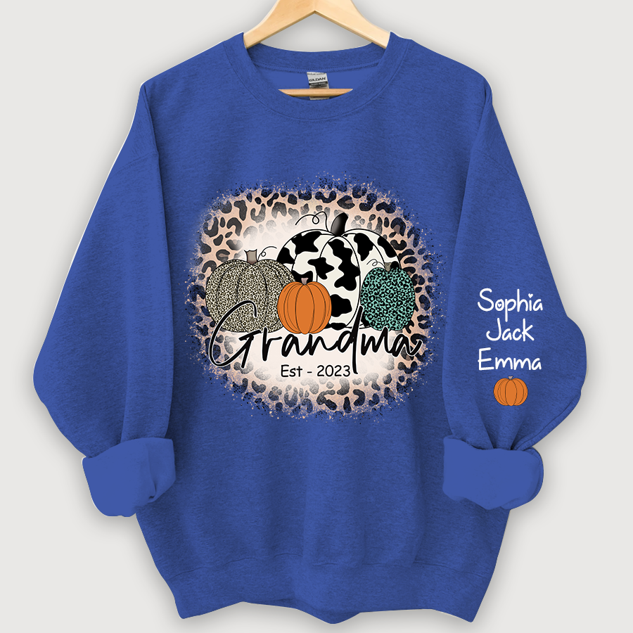 Lofaris Happy Fall Leopard Pumpkins Custom Name Sweatshirt