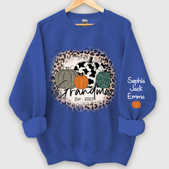 Lofaris Happy Fall Leopard Pumpkins Custom Name Sweatshirt