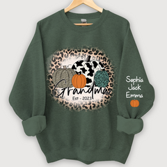 Lofaris Happy Fall Leopard Pumpkins Custom Name Sweatshirt