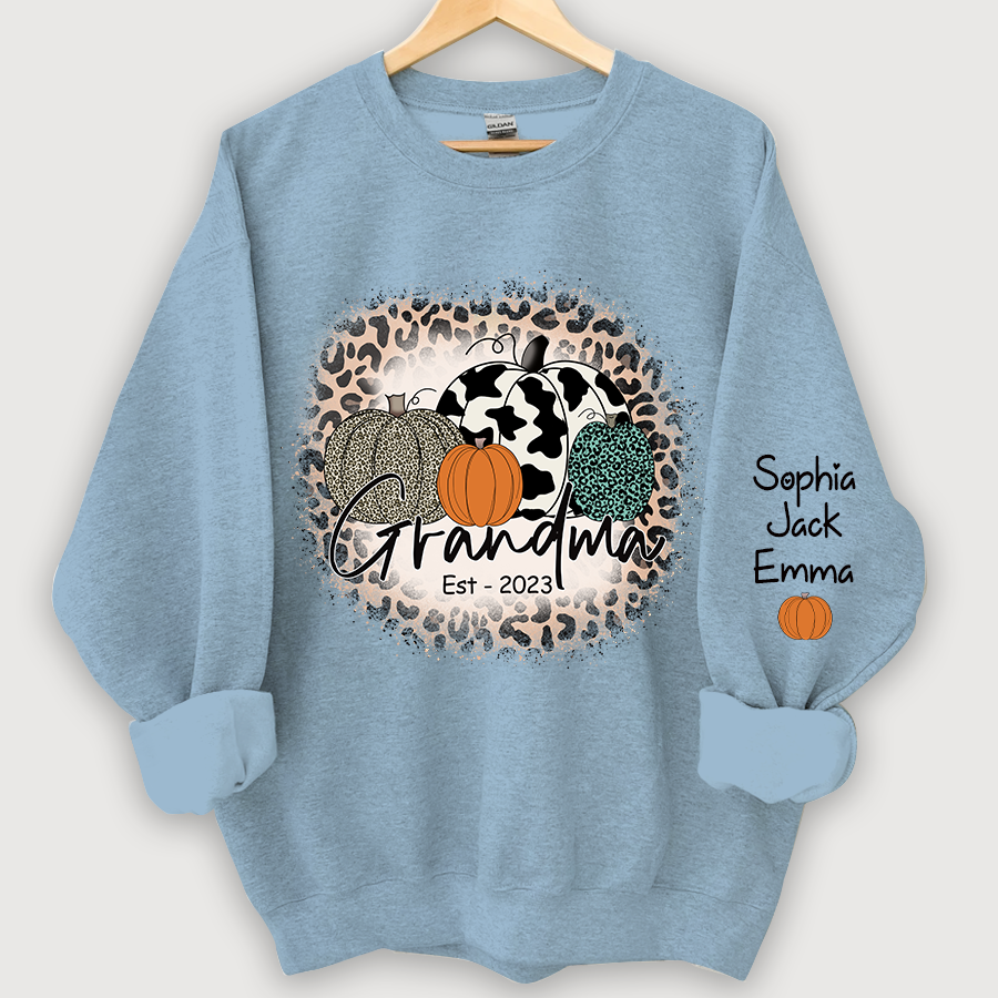 Lofaris Happy Fall Leopard Pumpkins Custom Name Sweatshirt