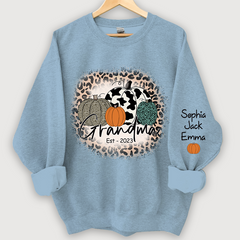 Lofaris Happy Fall Leopard Pumpkins Custom Name Sweatshirt