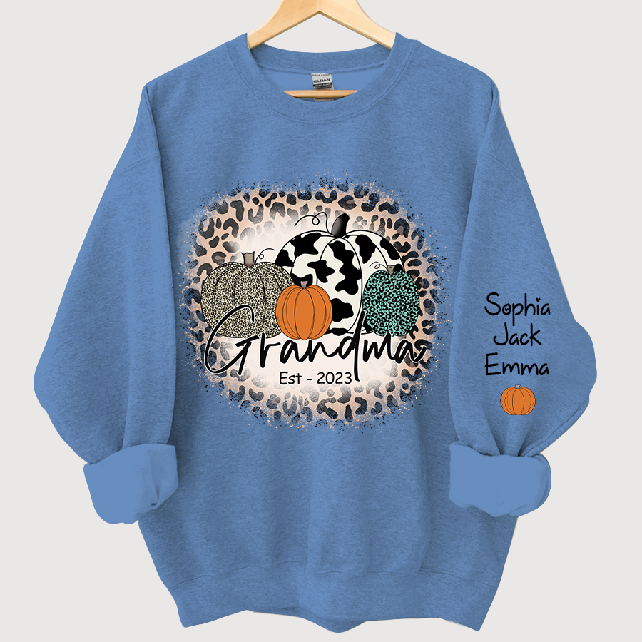 Lofaris Happy Fall Leopard Pumpkins Custom Name Sweatshirt
