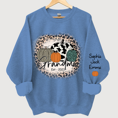 Lofaris Happy Fall Leopard Pumpkins Custom Name Sweatshirt