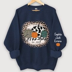Lofaris Happy Fall Leopard Pumpkins Custom Name Sweatshirt