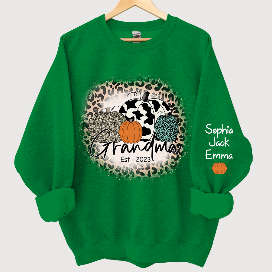 Lofaris Happy Fall Leopard Pumpkins Custom Name Sweatshirt