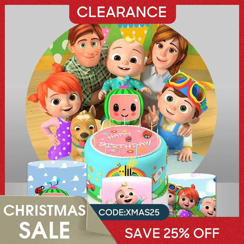 Lofaris (Ship In 24HR) Happy Family Birthday Party Decoration Round Backdrop