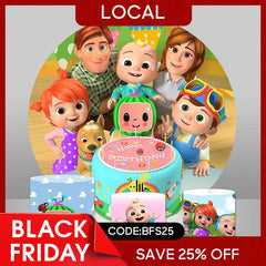 (7 Day Delivery) Happy Family Birthday Party Decoration Round Backdrop