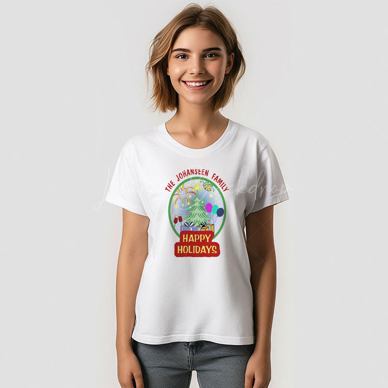 Lofaris Happy Holidays Xmas Retro Family Reunion T-Shirt